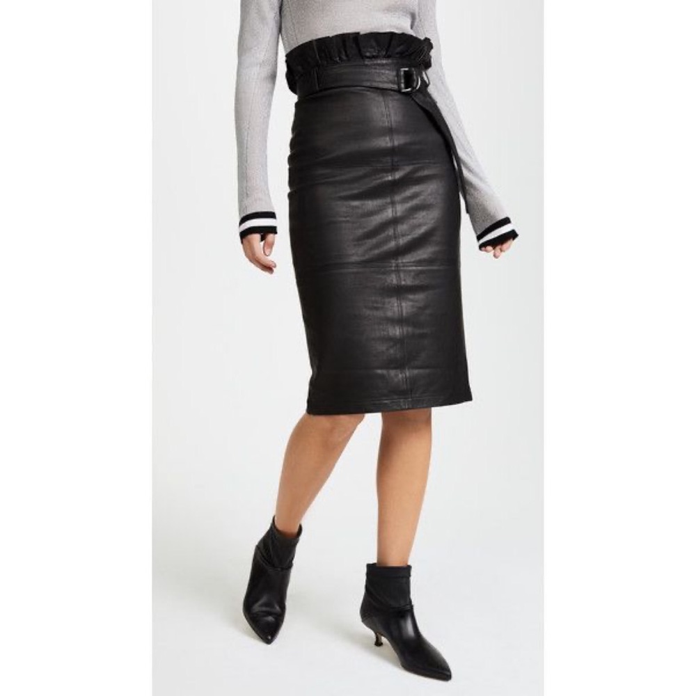 J Brand Claudia Leather Ruffle Skirt Black XS - Picture 5 of 10